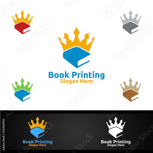 Book Printing Company Vector Logo Design for Book sell, Book store, Media, Retail, Advertising, Newspaper or Paper Agency Concept