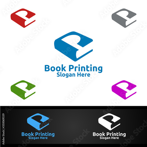 Letter P Book Printing Company Vector Logo Design for Book sell, Book store, Media, Retail, Advertising, Newspaper or Paper Agency Concept