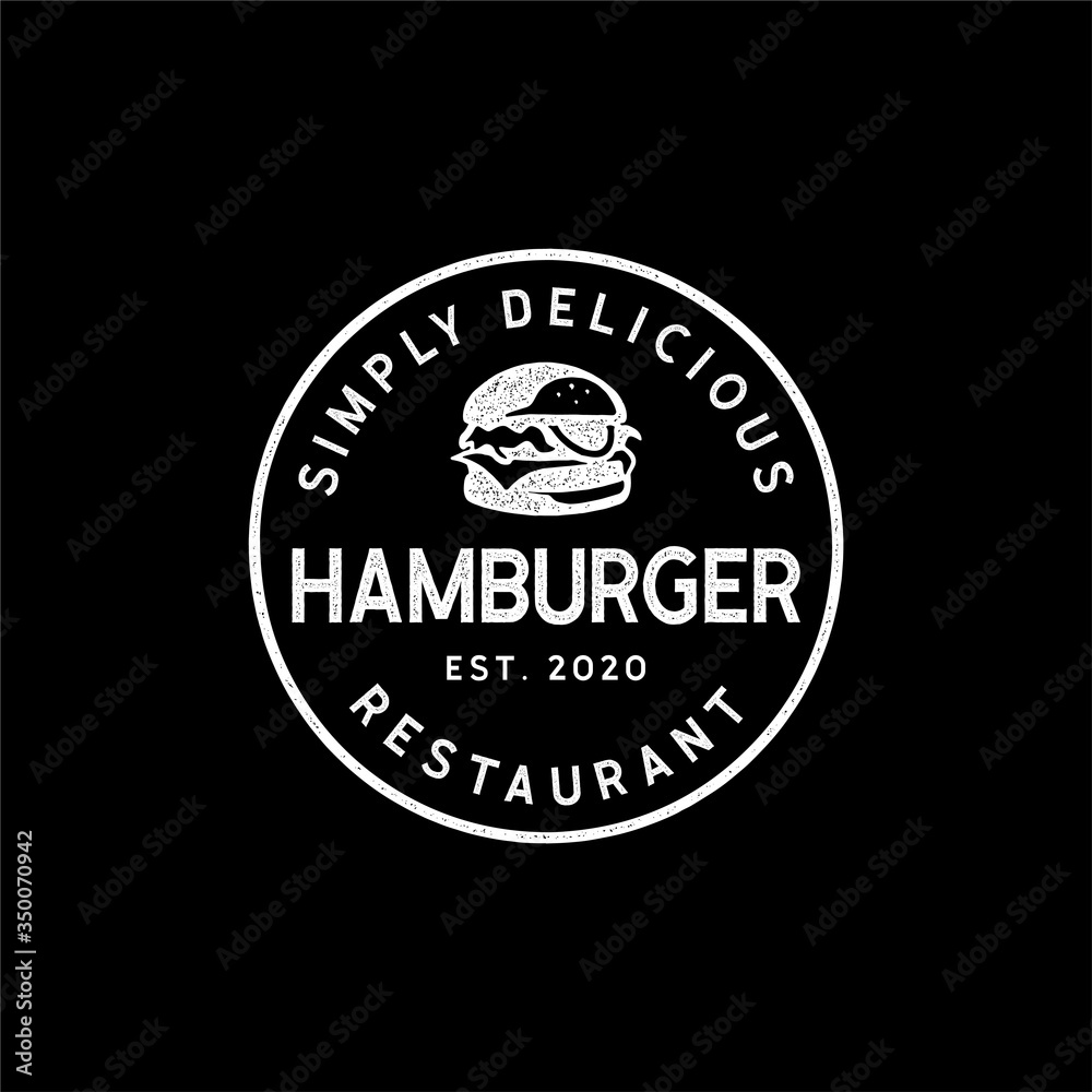 Burger logo stamp vintage retro hipster sticker design vector