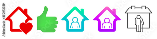 Stay home, stay safe icon set. Vector illustration.
