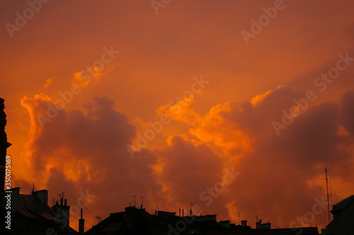 Krakow dusk sky and rooftops