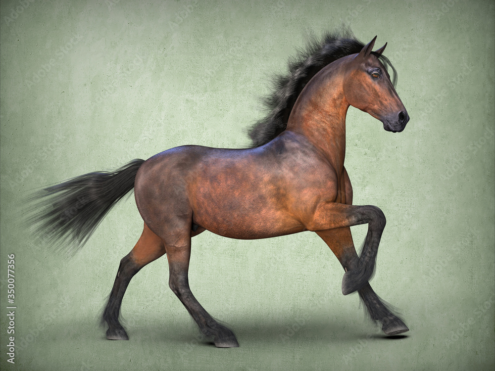 Beautiful brown horse. 3d rendering Beautiful brown horse. 3d rendering