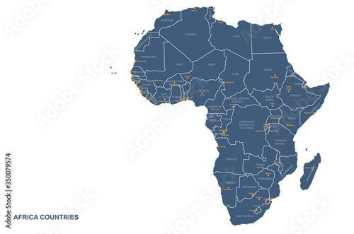 africa map. africa countries vector map.  photo