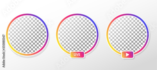 Gradient circle profile frame for live streaming on social media. photo