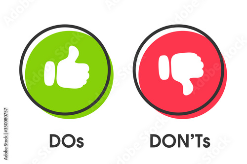 The thumb symbol holds up and down. For activities that do or don't do Isolated on white background.