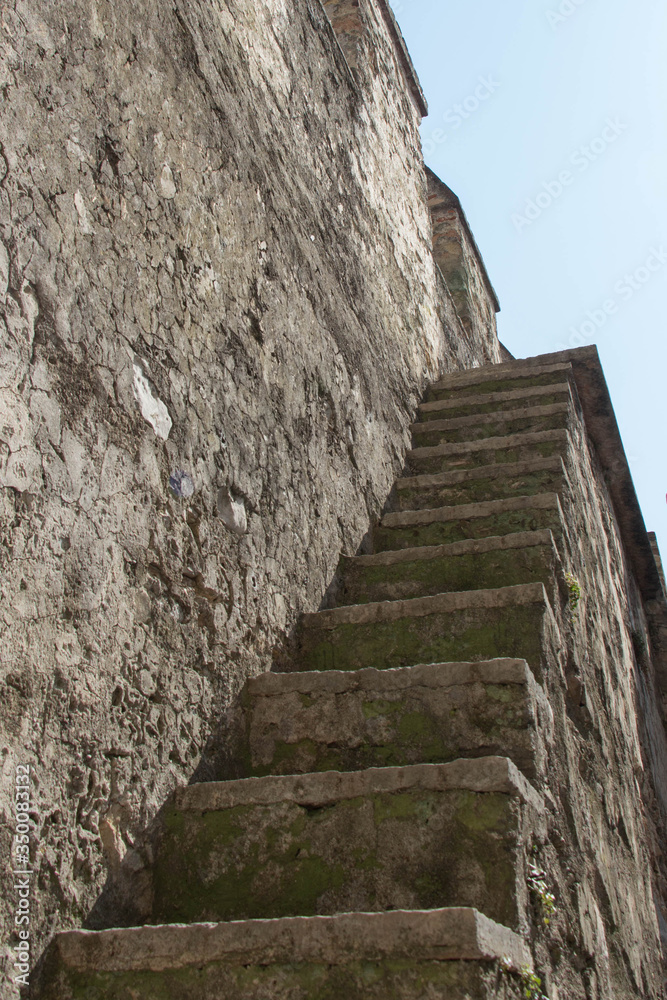 Narrow stairs at Scaliger Castle, Sirmione, Lombardy, Italy.