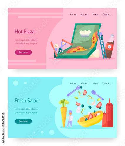 Food vector website landing page template set