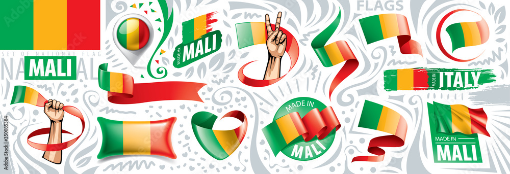 Vector set of the national flag of Mali in various creative designs