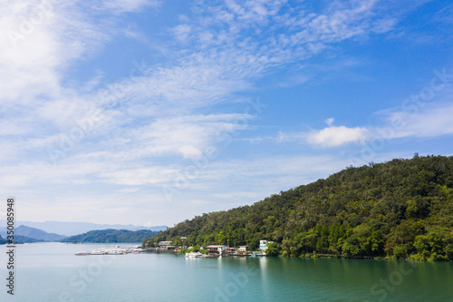 aerial view of famous Sun Moon Lake landscape