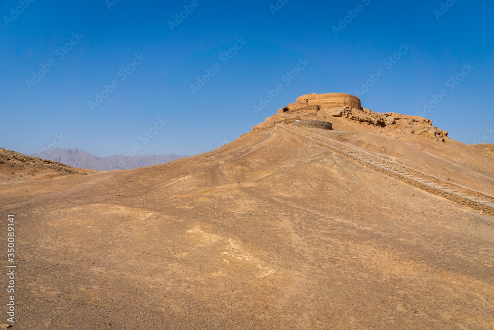 Tower of Silence, ancient zoroastrian mountain religious site in Yazd, Iran