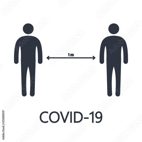 Social security. distance icon is 1 meter. coronavirus protection covid 19 vector symbol.