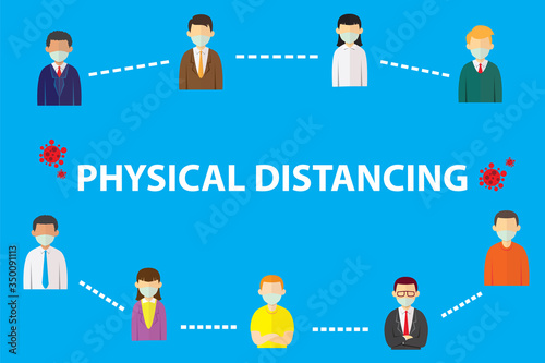 Physical or social distancing, covid or coronavirus prevention, people keeping a safe distance between each other