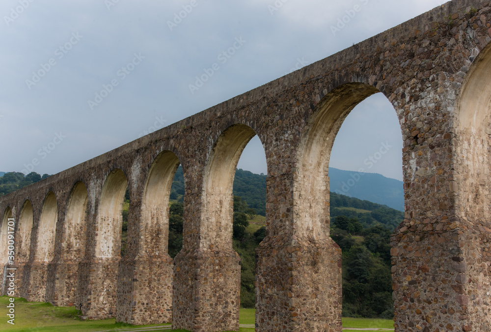 Aqueduct Los Arcos Tepotzotlán, Mexico October 07 2018
A wide arched passageway in the back of the complex leads to the extensive gardens area of more than 3 hectares, filled with gardens,