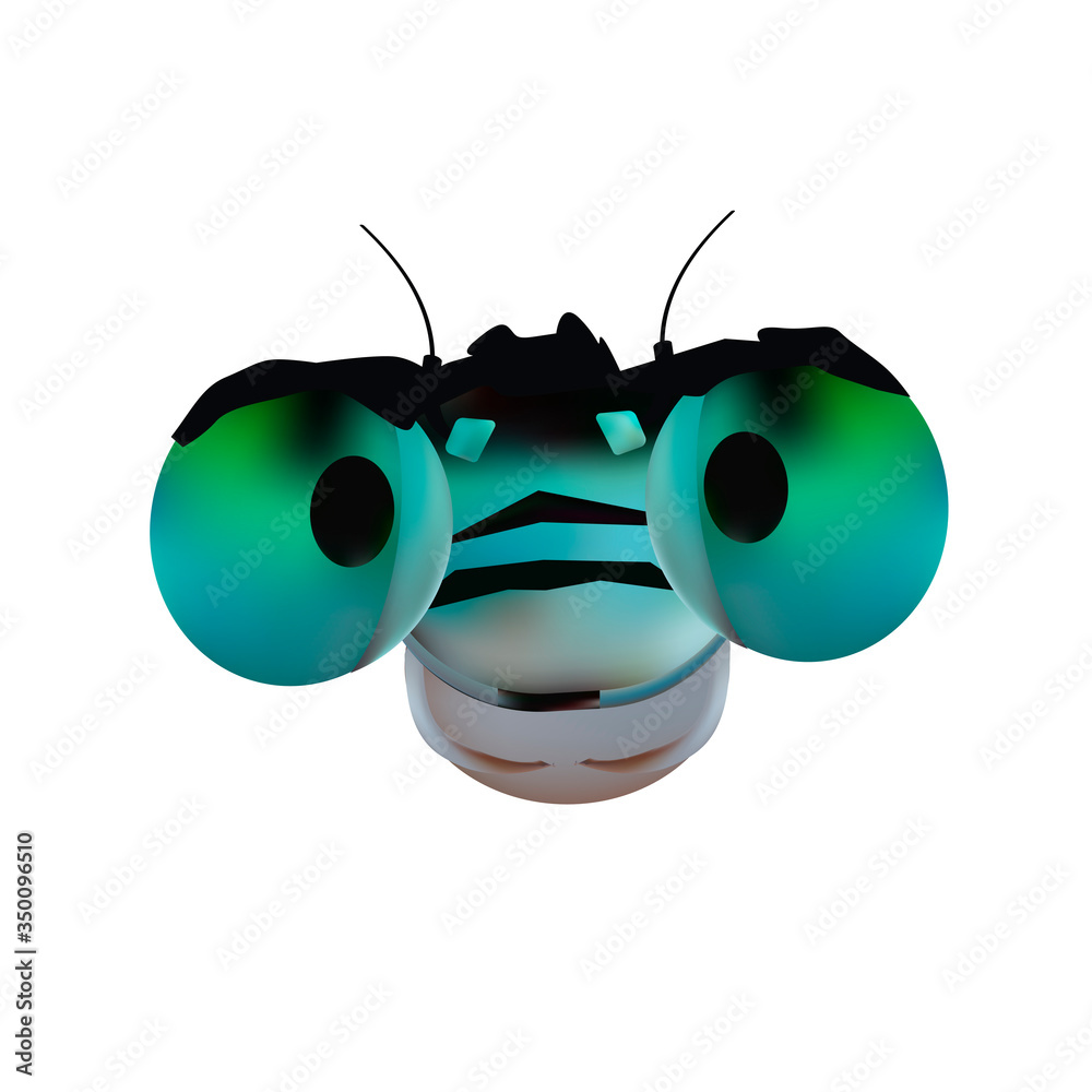 Naklejka premium The head of a merry dragonfly