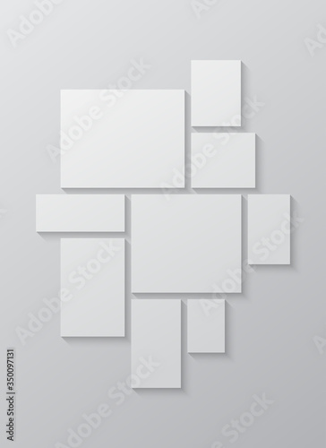 Vector empty collage nine frames, images photo