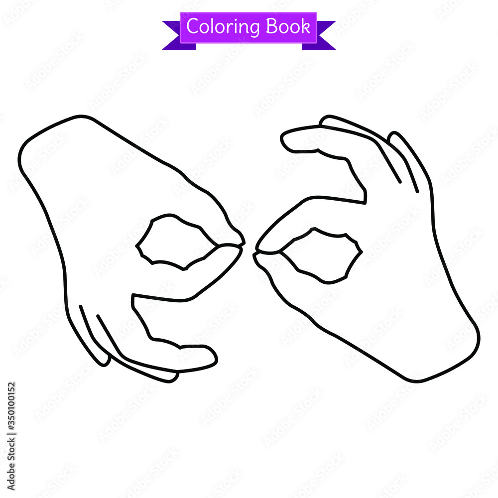 Fototapeta premium coloring book hand gesture ok sign