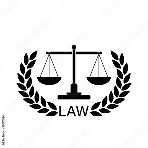 Law icon isolated on white background. Justice scale icon