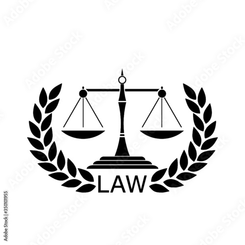 Law icon isolated on white background. Justice scale icon