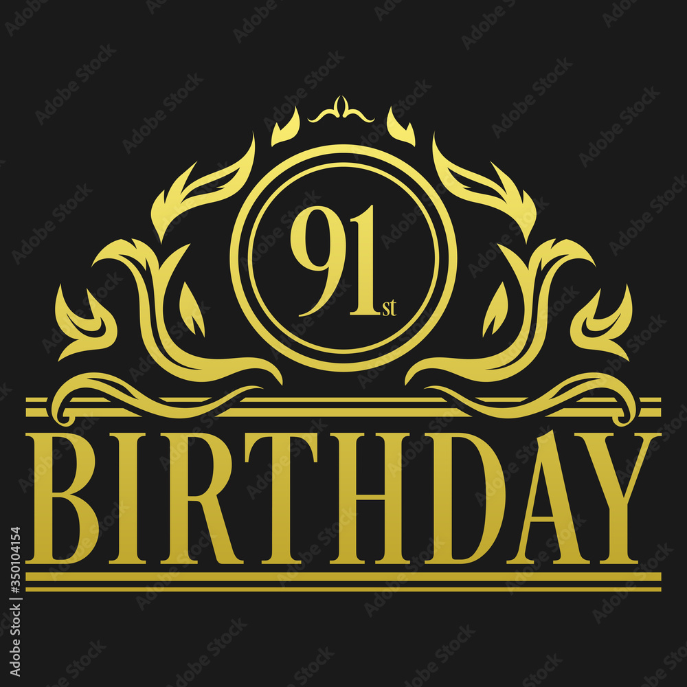 Luxury 91st Birthday Logo illustration vector Luxury 91st Birthday Logo illustration vector