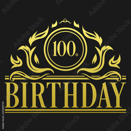 Luxury 100th Birthday Logo illustration vector