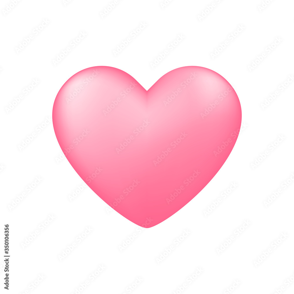 Pink heart shape white background. Love valentine concept. vector illustration