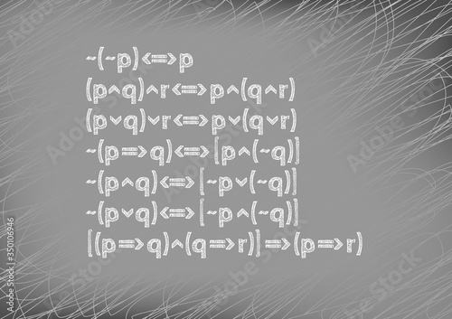 Blackboard with a record of mathematical formulas. Mathematical logic. Graphic presentation for math teachers.