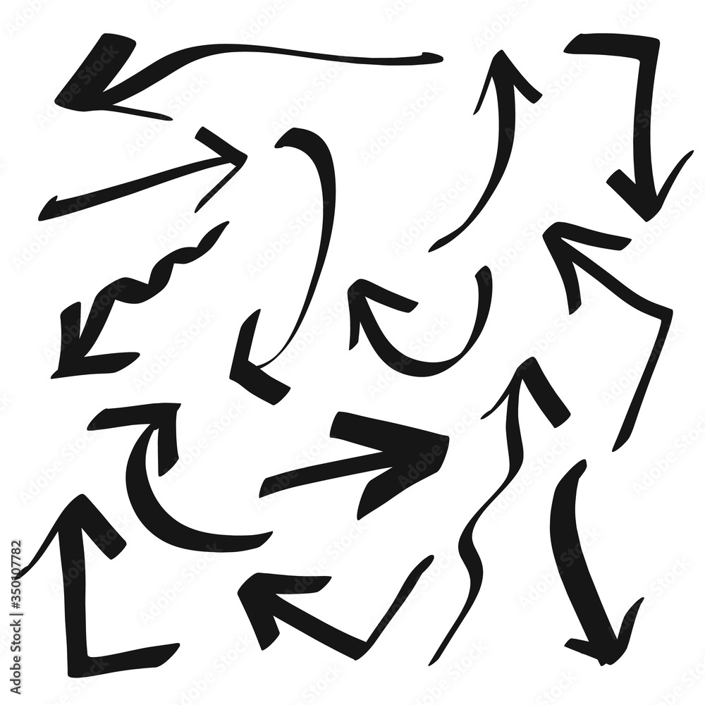 Cartoon style.Hand drawn arrows, borders, icons and symbols.hand drawn doodle design elements on white background Cartoon style.Hand drawn arrows, borders, icons and symbols.hand drawn doodle design elements on white background