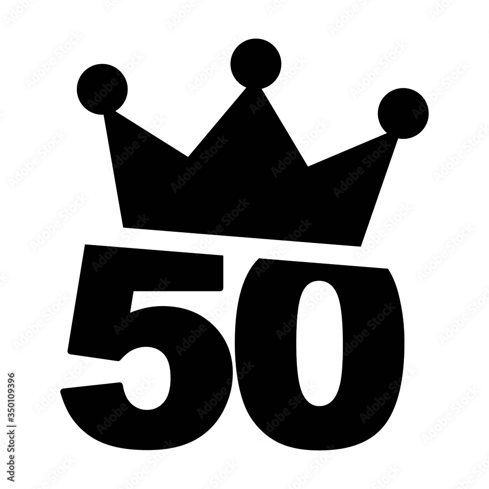 Vector illustration of number 50 with a crown on the top - Fiftieth birthday graphic design Vector illustration of number 50 with a crown on the top - Fiftieth birthday graphic design