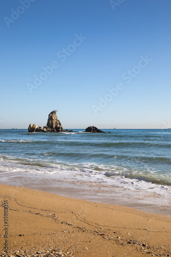 Coastal landscape of rocks and waves. East Sea Gangwon-do, Korea
