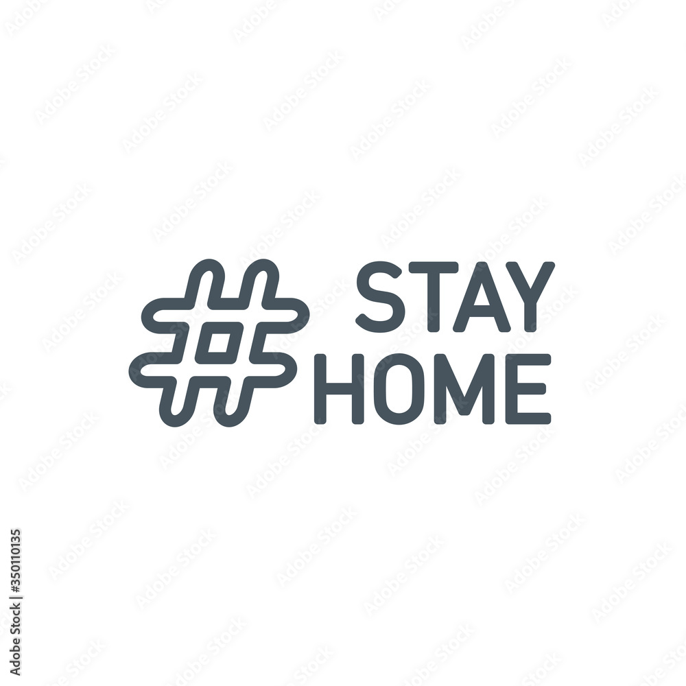 editable stroke line icon of Stay home for Social media in support of self isolation. staying at home Prevent coronavirus spread. Covid19 perfect outline single icon hashtag stayhome Isolated on white editable stroke line icon of Stay home for Social media in support of self isolation. staying at home Prevent coronavirus spread. Covid19 perfect outline single icon hashtag stayhome Isolated on white