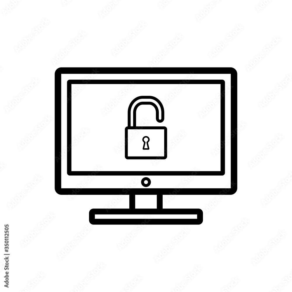 monitor and padlock icon vector design template monitor and padlock icon vector design template