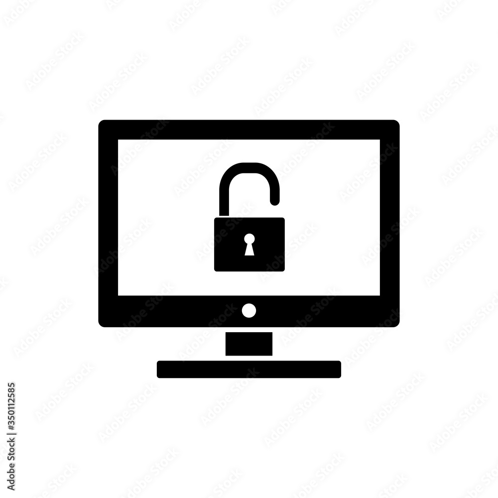 monitor and padlock icon vector design template monitor and padlock icon vector design template