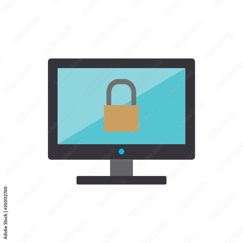 monitor and padlock icon vector design template monitor and padlock icon vector design template