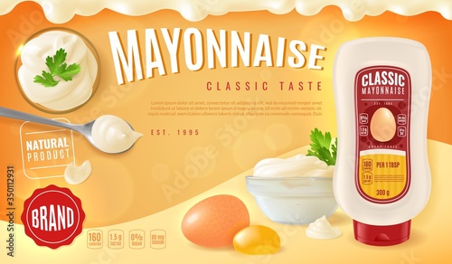 Realistic mayonnaise poster