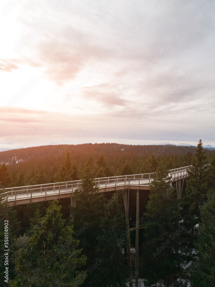 Big wooden bridge for hiking and walking and outdoors recreation in the forest. Big wooden bridge for hiking and walking and outdoors recreation in the forest.