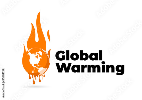 Global warming logo. Global warming, Earth globe melting.