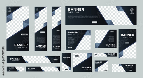 set of creative web banners of standard size with a place for photos. Vertical, horizontal and square template. vector illustration EPS 10 