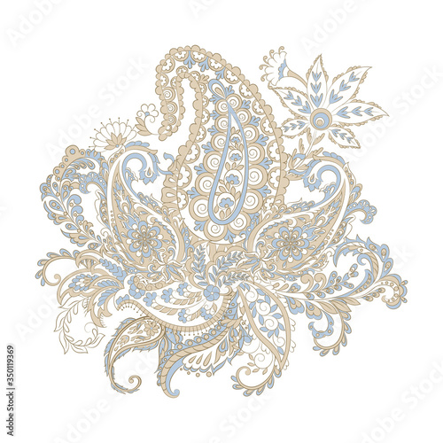 Damask isolated paisley vector floral ornament