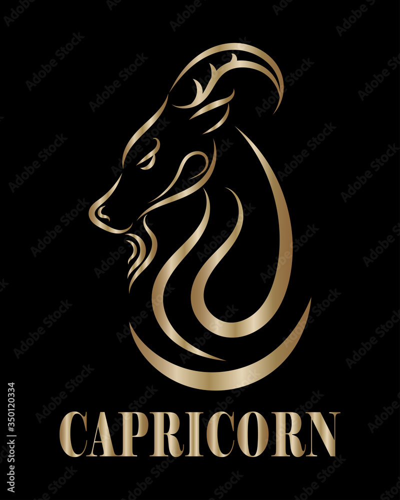 Φωτογραφία Golden line vector logo of goat head