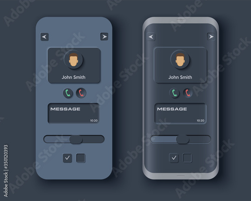 Neumorph UI kit on device screen