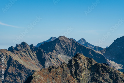 Vysoke Tatry mountain range with Ladovy stit, Rysy, Lomnicky stit and few others peaks in Slovakia