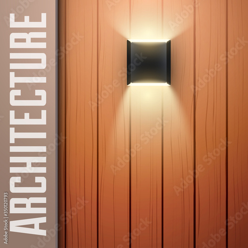 Cover with Wooden wall and vintage lamp