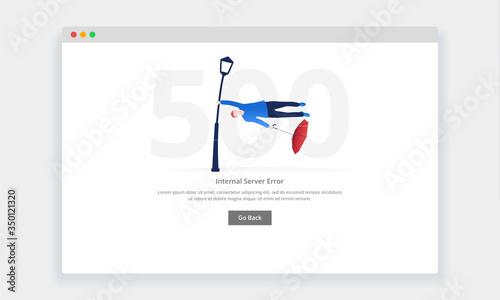 Modern flat design concept of Man gets blown away by a storm for website and mobile website. empty states page template