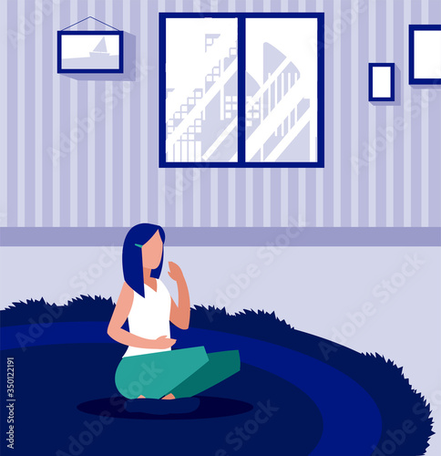 woman in the living room, stay at home
