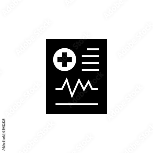 Medical result icon vector in black flat shape design isolated on white background, icon illustration, eps 10