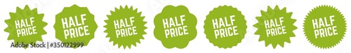 Half Price Tag Green | Icon | Sticker | Deal Label | Variations