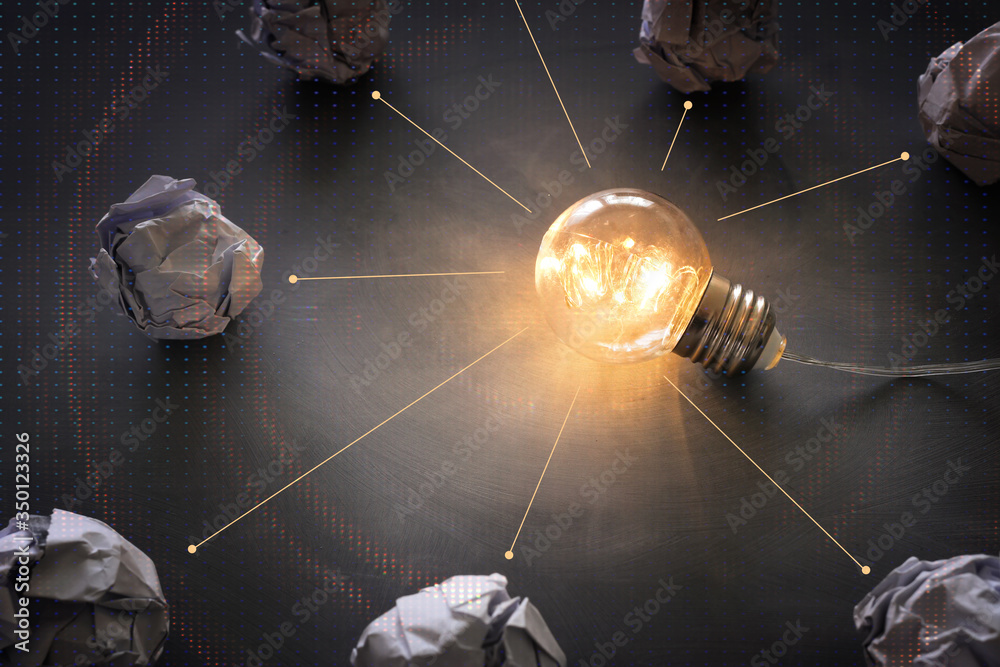 Education concept image. Creative idea and innovation. Light bulb as ...