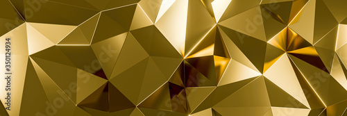 Abstract golden triangle background texture. 3d render. © yayha