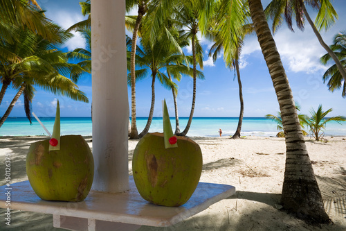 Coconut drinks on table und...