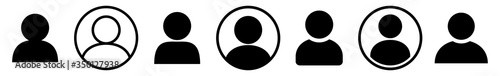 User Icon Black | Avatar Illustration | Client Symbol | Member Profile Logo | Login Head Sign | Isolated | Variations